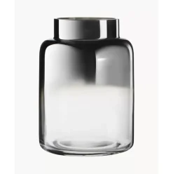 Mundgeblasene Glas-Vase Uma Mit Chrom-Schimmer