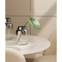 Mundgeblasene Glas-Vase Uma Mit Chrom-Schimmer