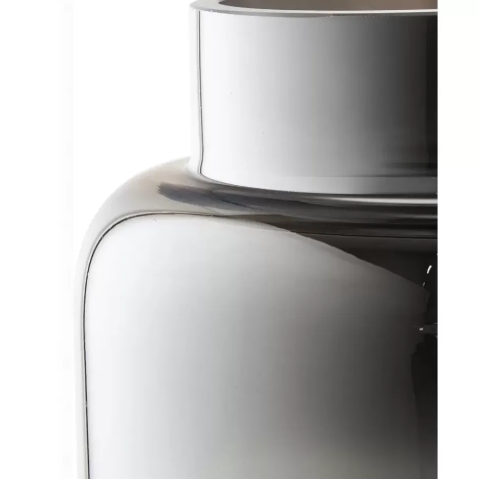 Mundgeblasene Glas-Vase Uma Mit Chrom-Schimmer