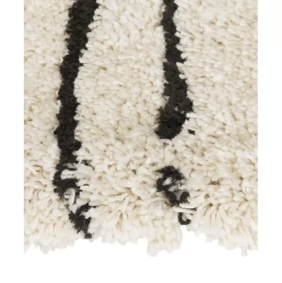 Runder Flauschiger Hochflor-Teppich Dunya, Handgetuftet