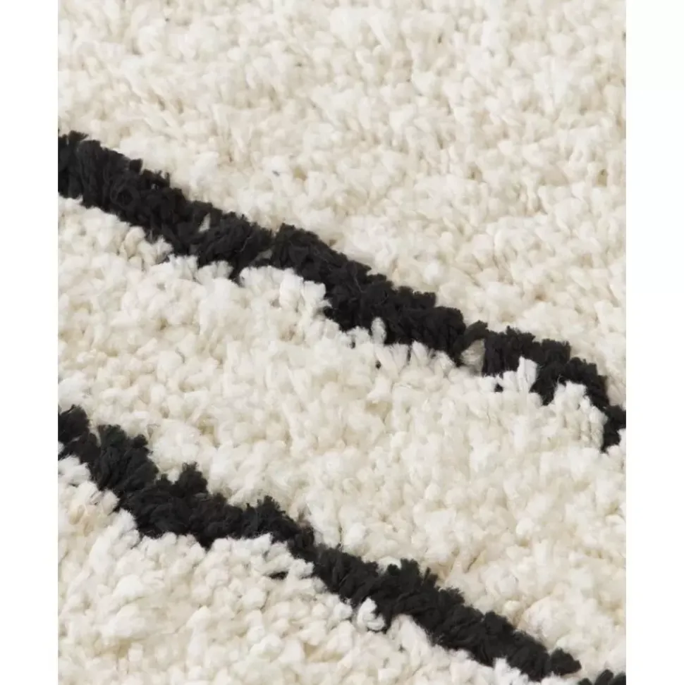 Runder Flauschiger Hochflor-Teppich Dunya, Handgetuftet