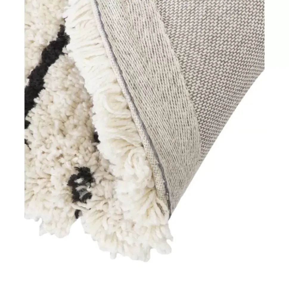 Runder Flauschiger Hochflor-Teppich Dunya, Handgetuftet
