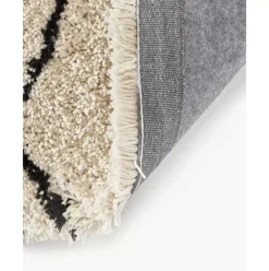 Runder Flauschiger Hochflor-Teppich Naima, Handgetuftet