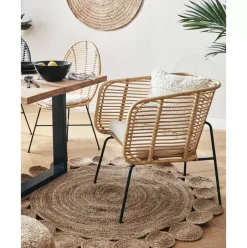 Runder Jute-Teppich Niago, Handgefertigt