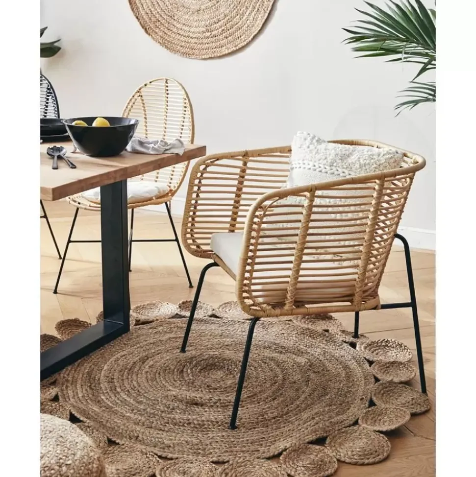 Runder Jute-Teppich Niago, Handgefertigt