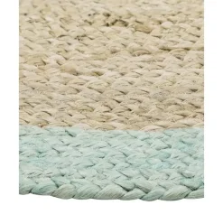 Runder Jute-Teppich Shanta Mit Mintgrunem Rand, Handgefertigt