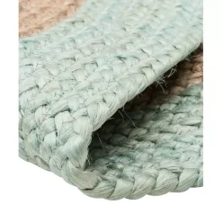 Runder Jute-Teppich Shanta Mit Mintgrunem Rand, Handgefertigt