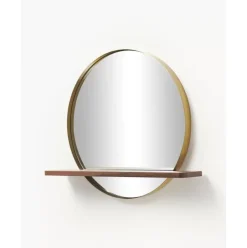 Runder Wandspiegel Kenny Mit Holz-Ablage