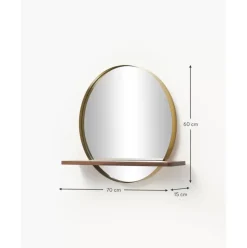 Runder Wandspiegel Kenny Mit Holz-Ablage