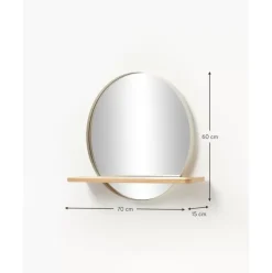 Runder Wandspiegel Kenny Mit Holz-Ablage