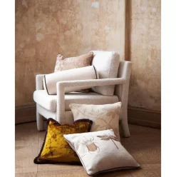 Samt-Kissenhulle Enid In Beige Mit Kederumrandung