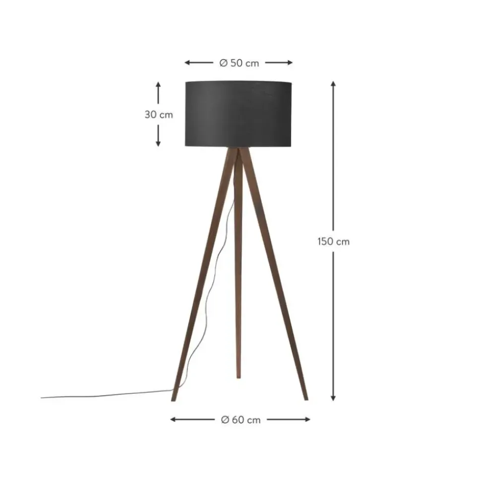 Skandi-Tripod Stehlampe Jake Aus Massivholz