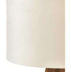 Skandi-Tripod Stehlampe Jake Aus Massivholz Mit Samt-Schirm