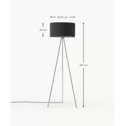 Tripod Stehlampe Cella Mit Stoffschirm