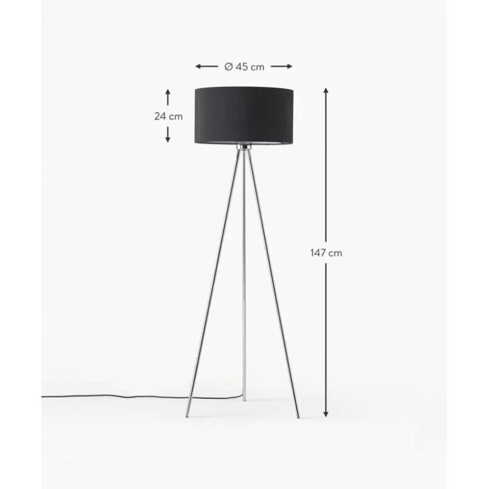Tripod Stehlampe Cella Mit Stoffschirm