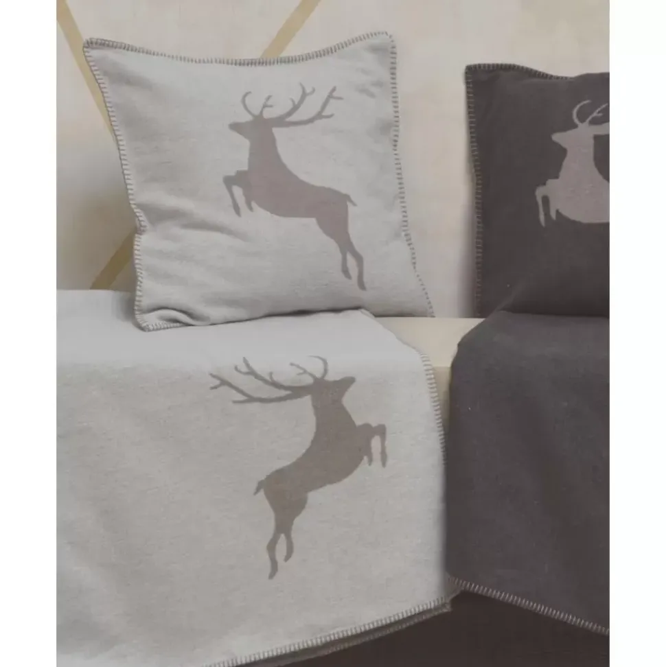 Weiche Fleece-Kissenhulle Sylt Mit Hirschmotiv