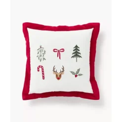 Weihnachtlich Besticktes Samt-Kissen Rudy, Mit Inlett