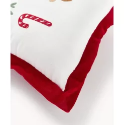 Weihnachtlich Besticktes Samt-Kissen Rudy, Mit Inlett