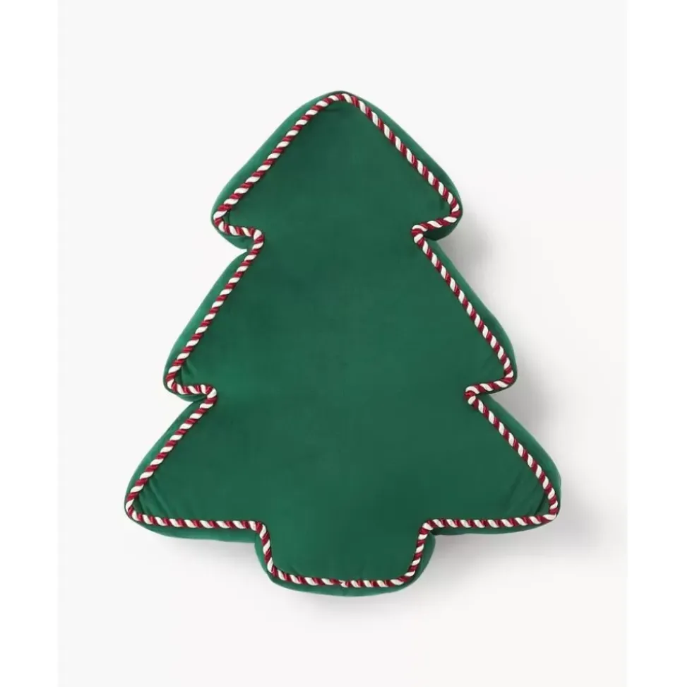 Weihnachtsbaum-Dekokissen Ziva Aus Samt, Mit Inlett